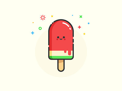 Watermelon Ice cream character cream cute ice icon illustration summer watermelon