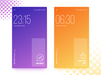 Alarm for FA - Daily UI challenge alarm app challenge clock dailyui gradient morning night reminder time