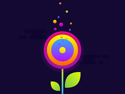 🌼 Flower circle cute ellipse flower gradient icon illustration leaf rainbow