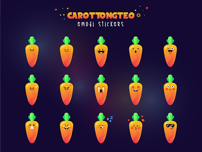 🥕 Emoji Set (Carottongteo) carrot character cute emoji emotion face illustration sticker