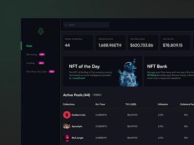 PINE LOANS - POOLS (Redesign) figma ui web3