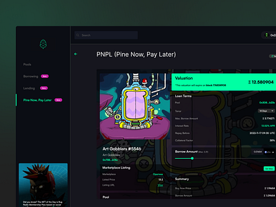 PNPL (Pine Now, Pay Later) design figma nft ui web3.0 website