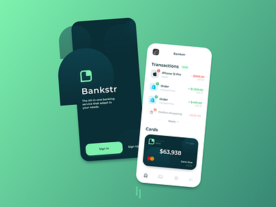 Bankstr app banking dashboard mobile ui