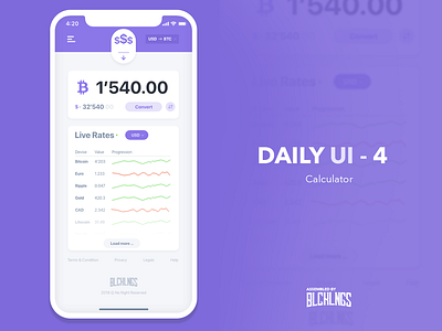 Daily UI Challenge #004 - Calculator 100 adobe xd app bitcoin calculator challenge crypto daily daily 100 day 4 days design flat money app number ui