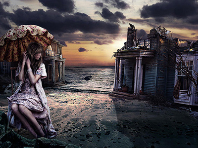 Swallowed By The Sea adobe photoshop book art cd artwork dark design destroyed digital art girl ocean poster art sea