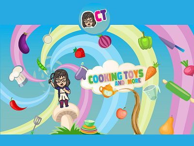 Cooking Toys and More banner channel design icon illustrator kids vector youtube