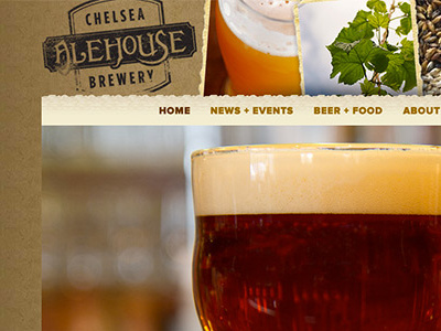Chelseaalehouse ale beer brew chelsea design homepage hops launch logo paper torn website