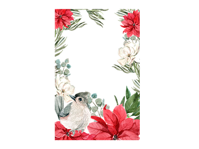 bird with flower frame watercolor cute design element flower illustration png sticker watercolor