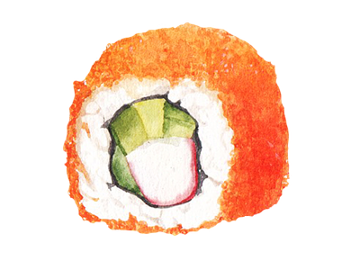 Sushi Japanese food watercolor cartoon design element icon illustration japanese food logo png sticker sushi watercolor