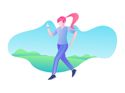 Pretty Girl Running in Park character colorful exercise girl healthy illustration jogging landscape park running vector woman