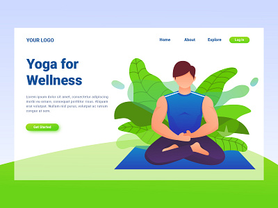 Yoga for Wellness Landing Page character design gradient health illustration interface landing page mind training ui user ux vector website wellness yoga