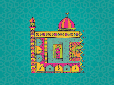 minimasjid drawing illustration islam mosque pattern