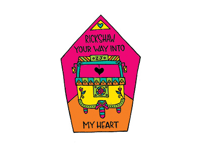 rickshaw your way into my heart home illustration love pakistani rickshaw spot showcase sticker