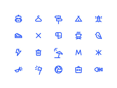 Wayfinding Icons camp camping flat design forest icon icons minimal outline pictogram summer symbol wayfinding