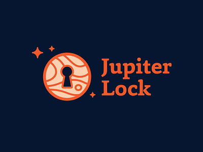 Jupiter Lock branding door juoiter key lock locker logo night planet safe security space star symbol