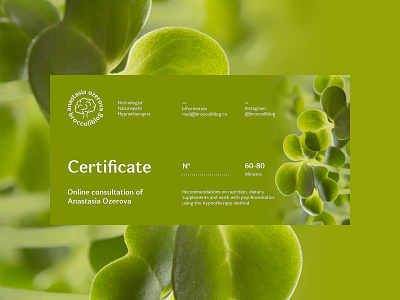 Broccoliblog Certificate Design branding broccoli card certificate design gift gift card green health hypnotherapist identity naturopath nutriologist present print design ui uiux ux web