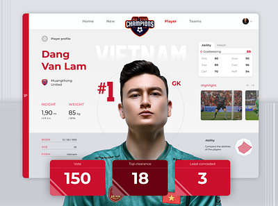 Player Profile UI Design app dailyui design football inspiration logo player player ui product profile red soccer ui ux