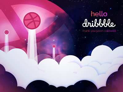 Hello Dribbble debut hello illustration the final frontier