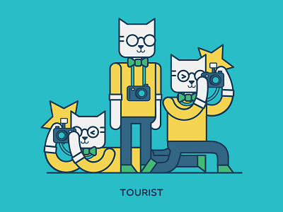 Tourist camera cat catmayhem cats character flat illustration outlines simpel snapshot tourist