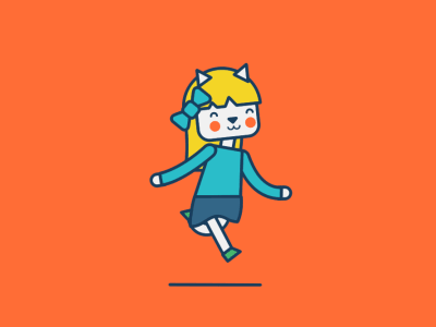 Happy Run (gif) 2d ae animation cat character flat gif girl happy illustration loop simpel