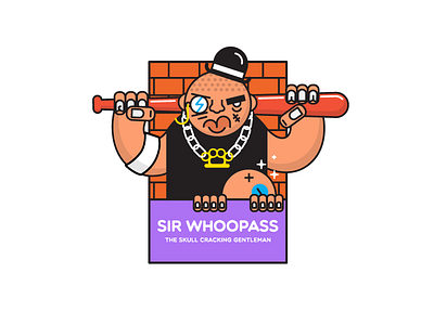 Sir Whoopass sticker bad guy character flat