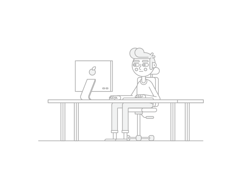 work ae after effects animation character computer desk flat illustrator loop outlines simpel vector