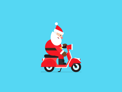 Techy Santa for Google Santa Tracker vector flat after effects santa animation running blast of scooter google