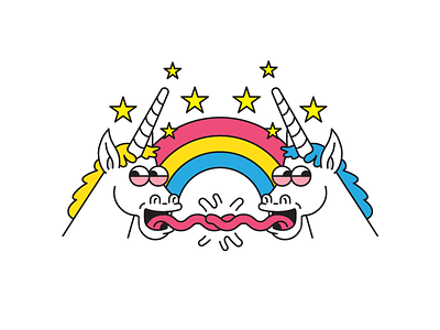 Unicorns for motto app 2d character character design illustration illustrator magic rainbow stars sticker unicorns