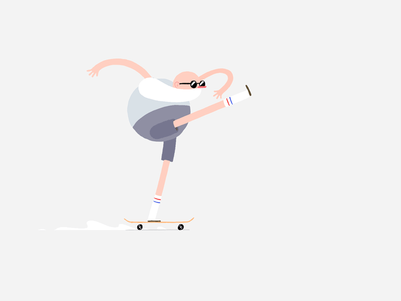 Kick Push animation beard character animation character design gif grampa loop photoshop skate