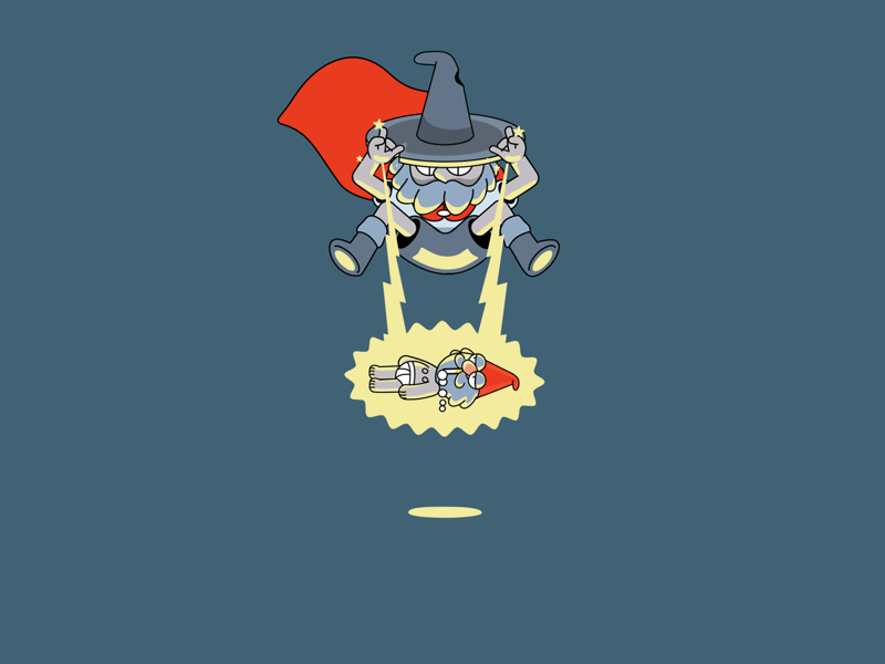 Kickflip Wizard 2d ae after effects animation character gif gnome magic pug vector wizard