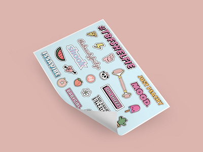 The Beauty Fridge Stickers beauty branding design graphic design hand made identity design illustration logo packaging pink stickers