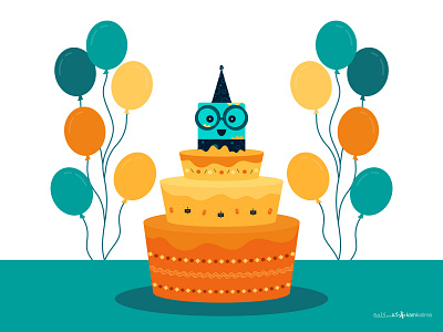 Happy 5th Birthday Kamkalima birthday birthday cake bot branding design education illustration technology