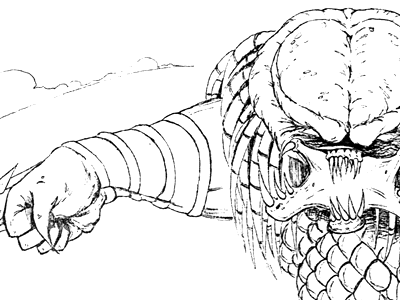 Popeye vs. Predator drawing illustration ink micron popeye predator sketch