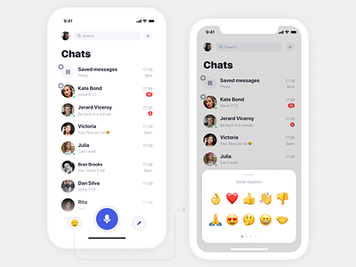 iPhone X | Voice Messenger App app clean design emoji flat idea ios iphone messenger minimal mobile reaction ui ux voice