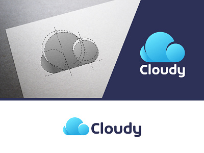 Cloudy Logo blue circle grid clean cloud first shot golden ratio gradient icon logo logo grid logodesign minimalist modern simple simplicity vector