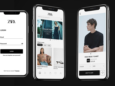 Zara App Redesign design fashion app mobile app ui