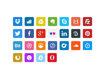 Simple Flat Icons browser design dribbble facebook flat icon social social media twitter ui user interface