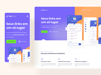Bio.links - Landing page & Mobile appdesign dailyui design figma landing page layout minimal mobile open source responsive ui uidesign userexperience userinterface ux ui webdesign