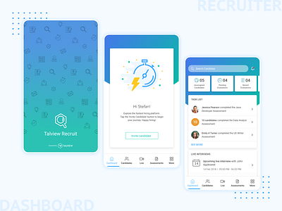 Recruiter Mobile Application app branding dashboard ui design insta hiring mobile recruitment splashscreen ui design ux vector