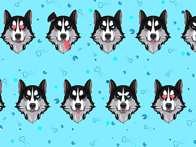 Husky Pattern art design digital digital art drawing flat husky illustation illustration illustrator pattern vector