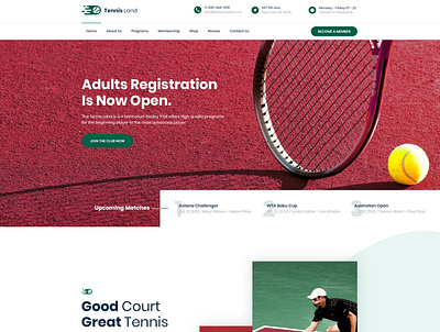 Tennis Land Landing Page branding design font graphic design typogaphy ui