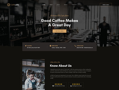 Cafe Latte (Cafe & Restaurant Landing Page) branding design font graphic design typogaphy ui