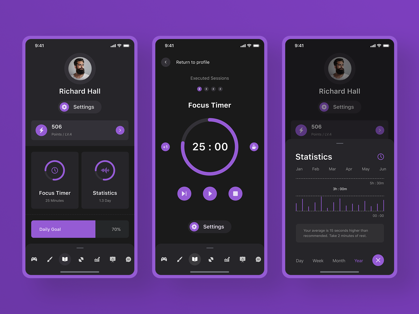  Focus Timer App  by Vladimir Gubanov on Dribbble