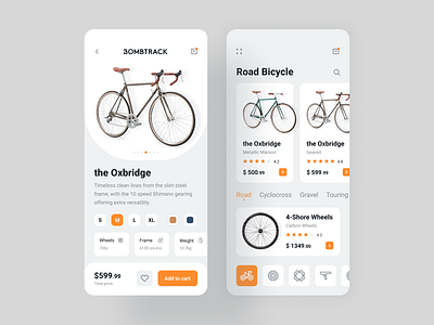 Bicycle Shop App app bicycle bicycle shop bike bike app card clean clear design eccomerce ios minimal minimalistic mobile app product design shop store ui uiux ux wheels