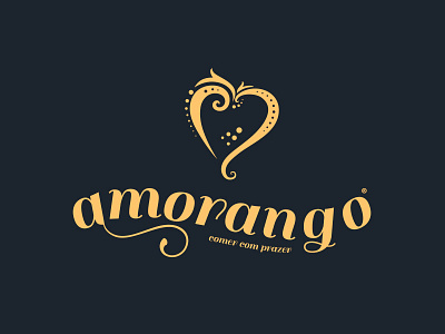 Amorango Logo branding design identity logo strawberry typography