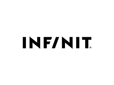Infinit new brand logo. black brand design identity infinit logo white