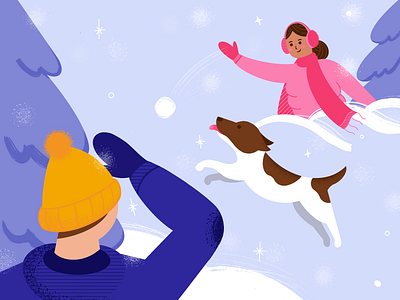 Snowball fight ☃️ character characterdesign design illustration procreate snow snowball texture winter