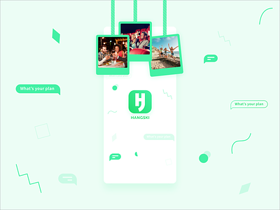 Hangski - Hang with Friends! app design branding design family freinds gradient green launch screen mobile ui design social social app social network ui ui design uidesign ux ui wvelabs