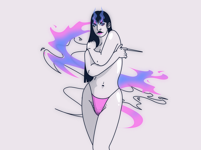Sapphire Fire anime female fire jamilla grannetia line art milibu nude pastel vector art