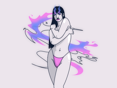 Sapphire Fire anime female fire jamilla grannetia line art milibu nude pastel vector art